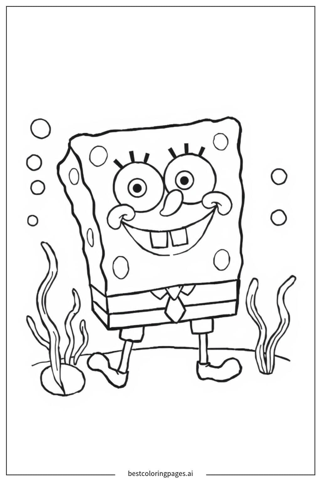 SpongeBob Smiling Underwater Coloring Page
