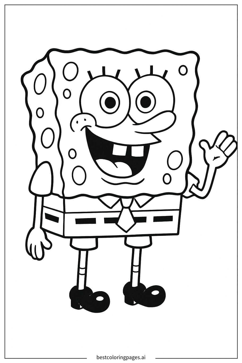 SpongeBob Waving Happily Coloring Page