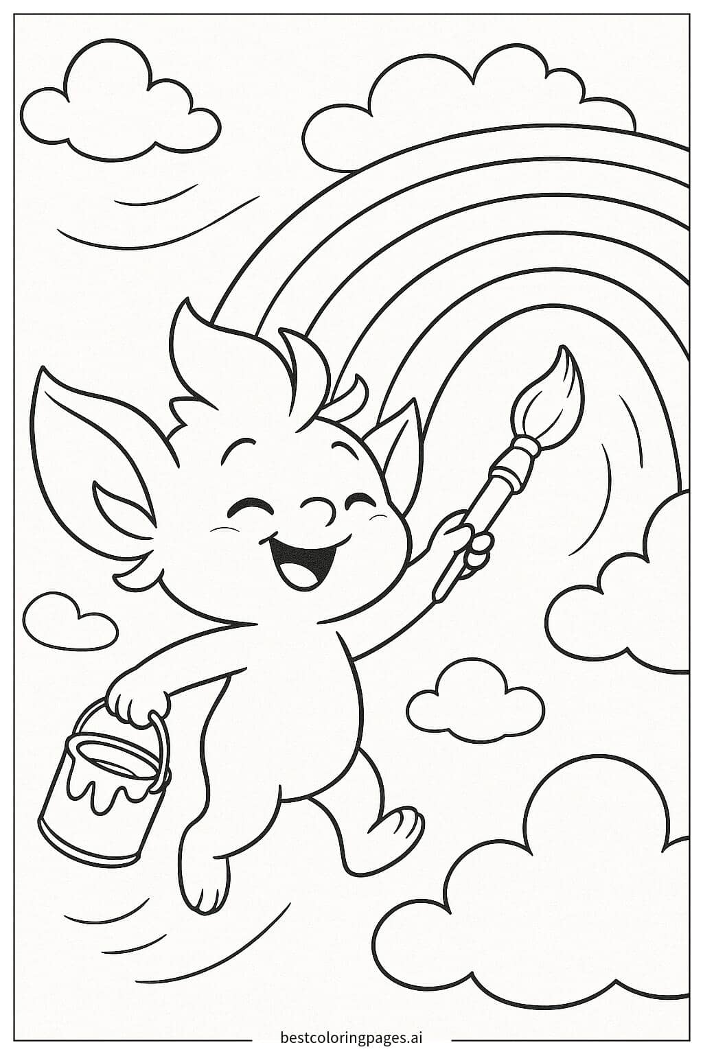 Dibujos de Sprunki pintando un arcoíris para Colorear