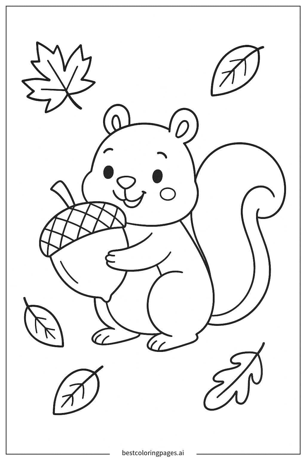 Eichhörnchen mit Eichel Ausmalbilder