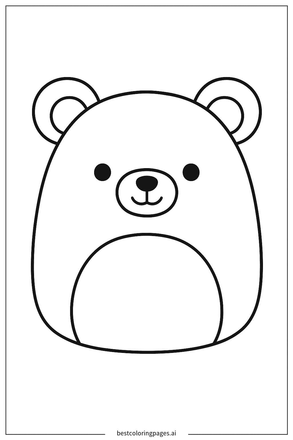 Dibujos de Osito Squishmallow Sonriente para Colorear