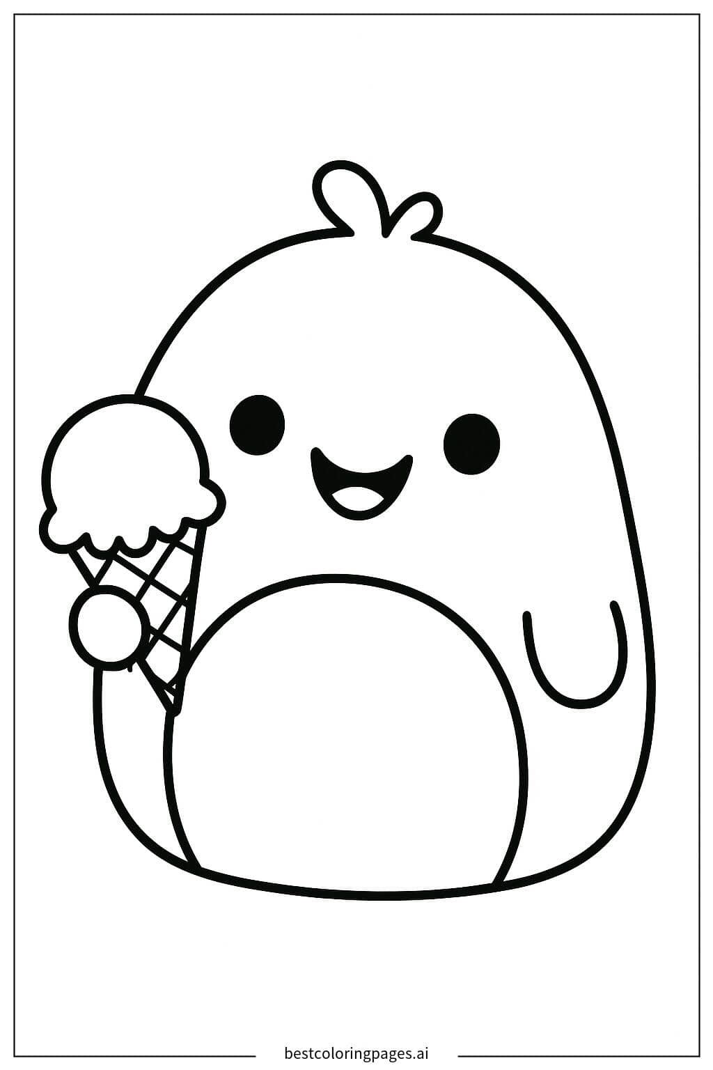 Dibujos de Squishmallow comiendo helado para Colorear
