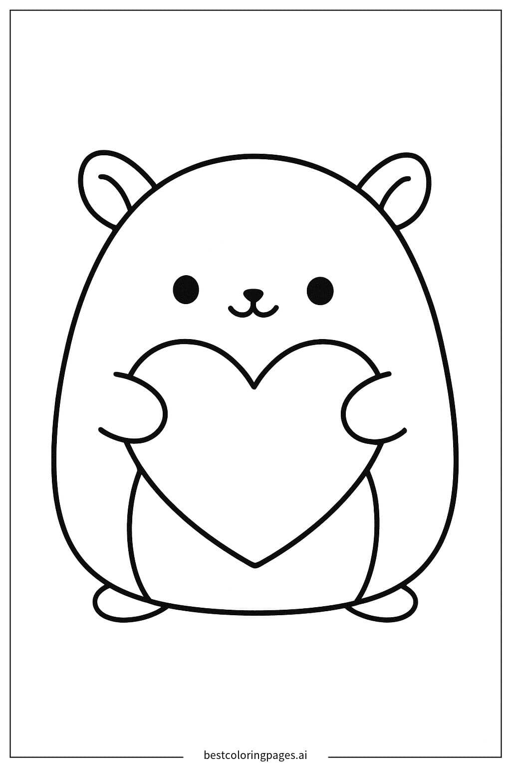 Dibujos de Squishmallow abrazando un corazón para Colorear