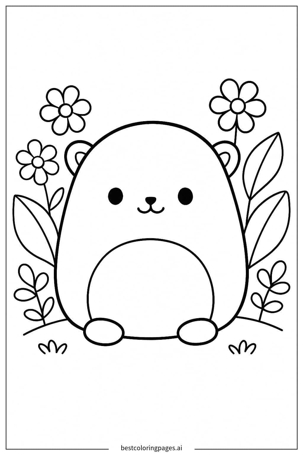 Dibujos de Squishmallow en el Jardín para Colorear