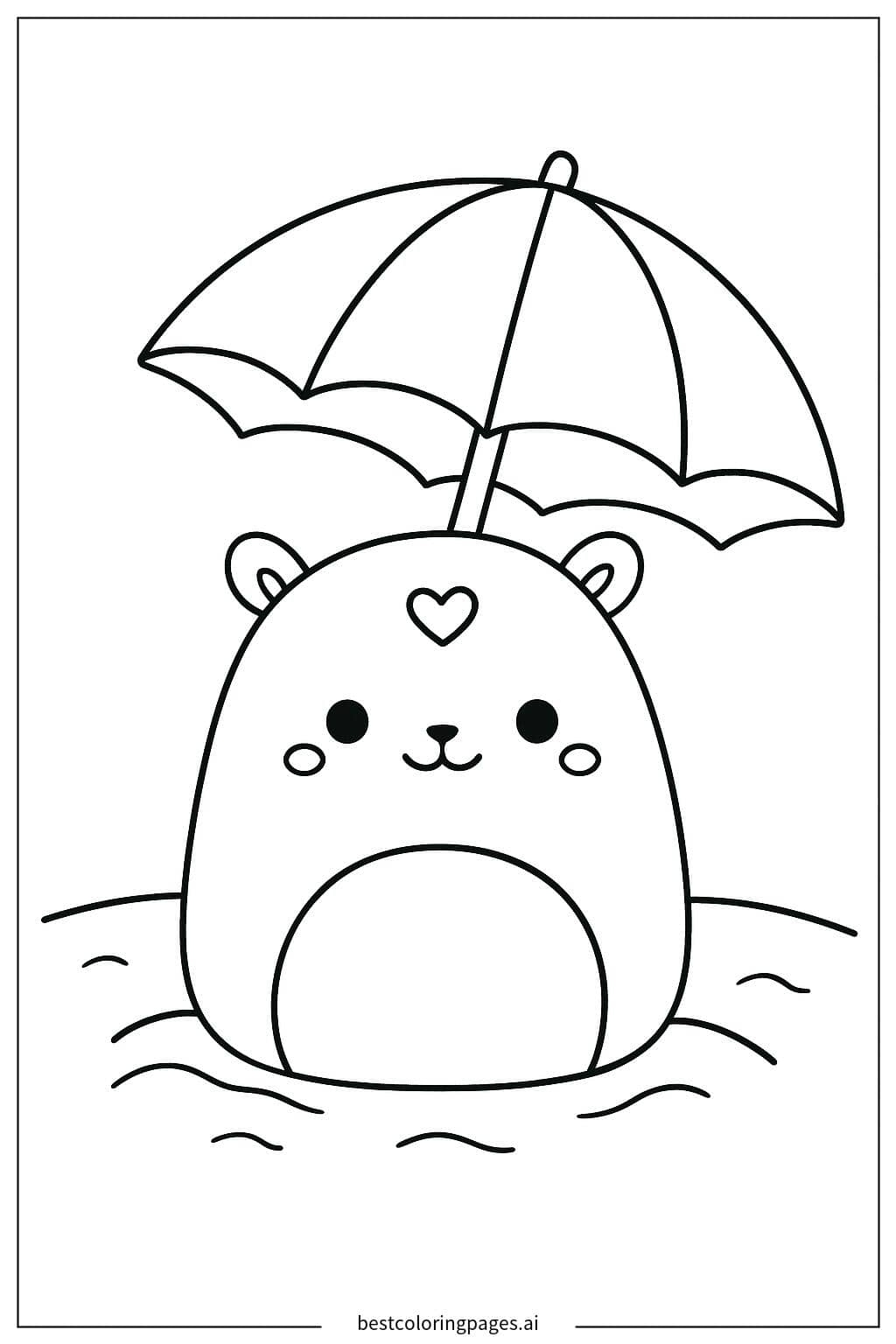 Dibujos de Squishmallow en la Playa para Colorear