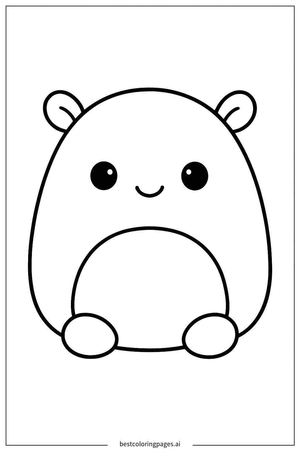 Dibujos de Squishmallow sentado y sonriente para Colorear