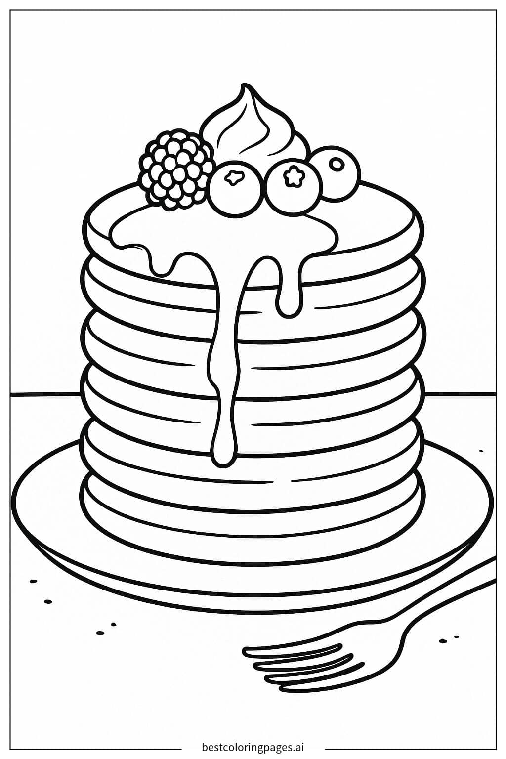 Delicious Stacked Pancakes with Syrup Drizzle Coloring Page