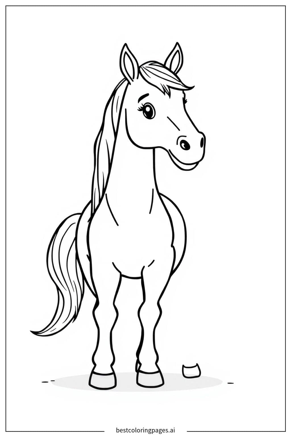 Desenhos de Cavalo em pé com fundo simples para Colorir