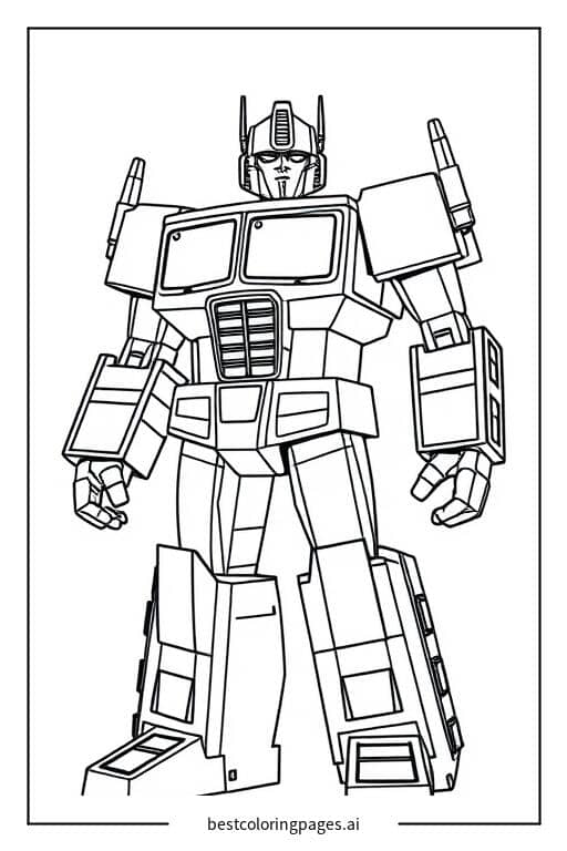Disegni di Optimus Prime in Piedi da Colorare