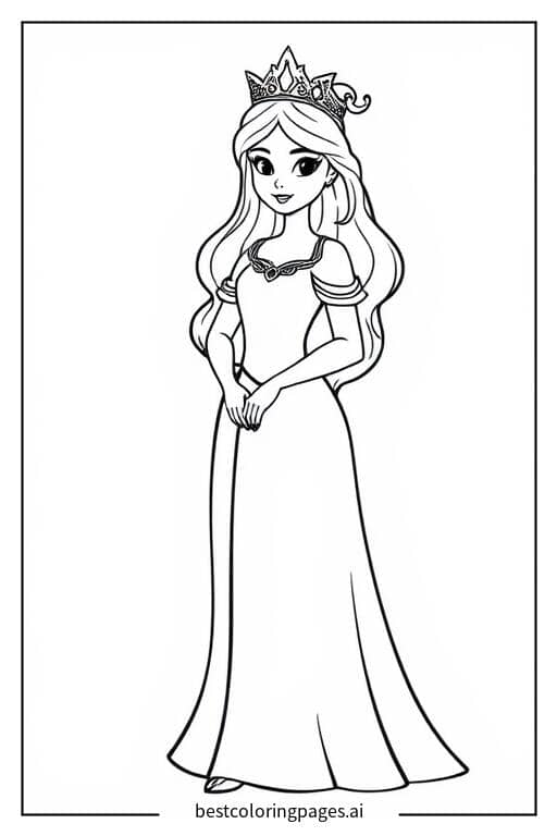 Stehende Prinzessin Ausmalbilder