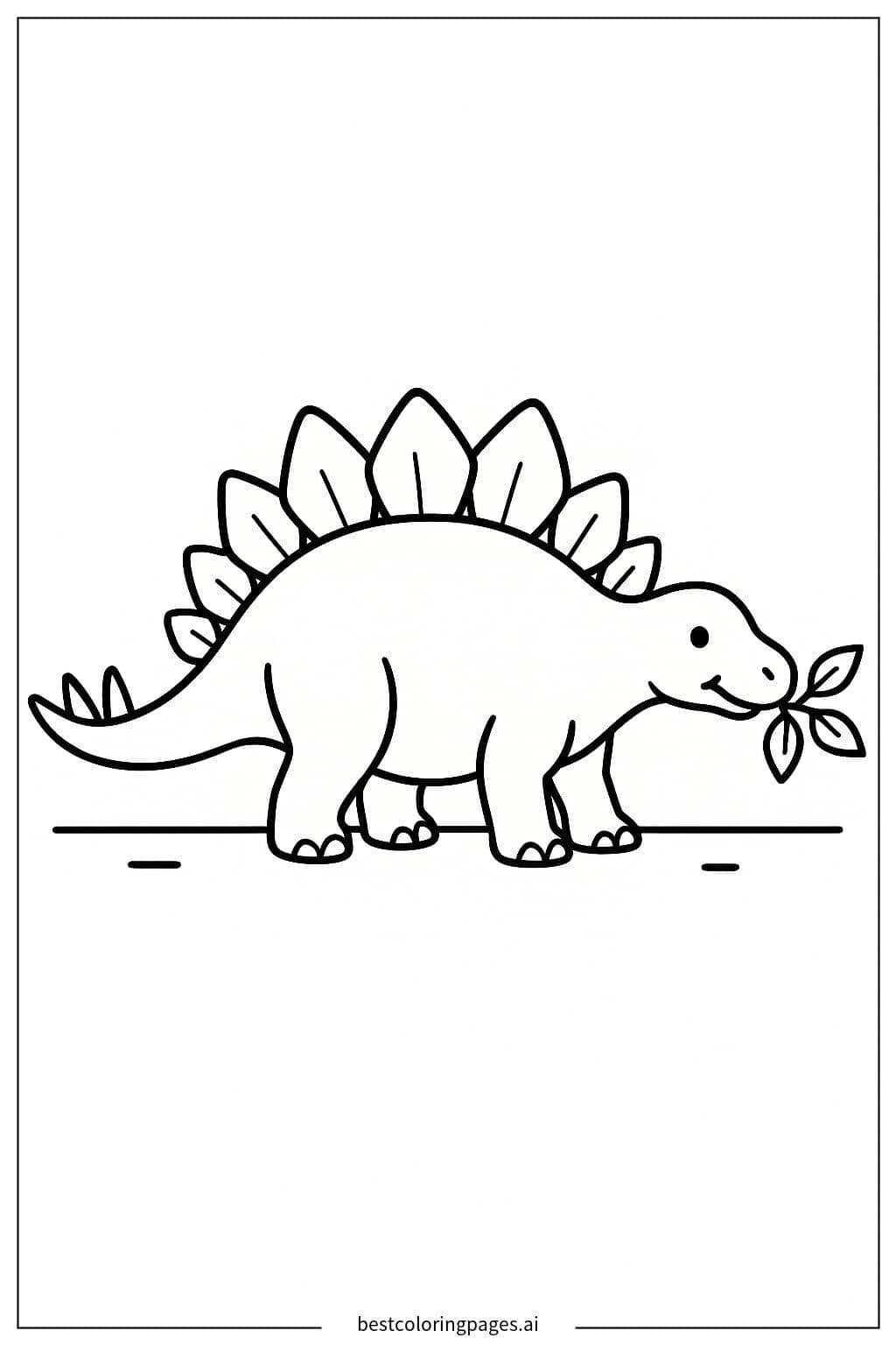 Stegosaurus Eating Leaves Coloring Page