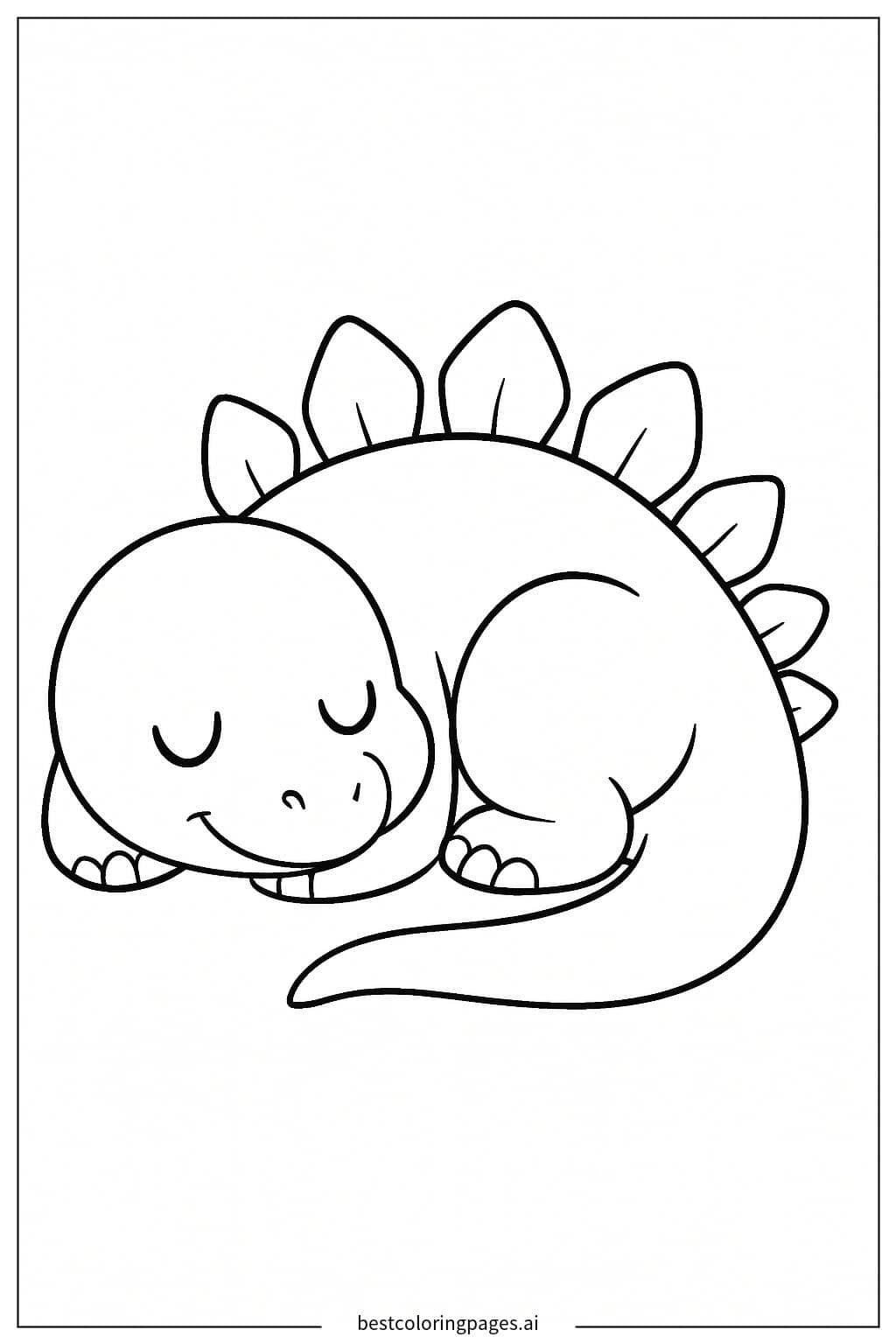 Desenhos de Estegossauro dormindo tranquilamente para Colorir