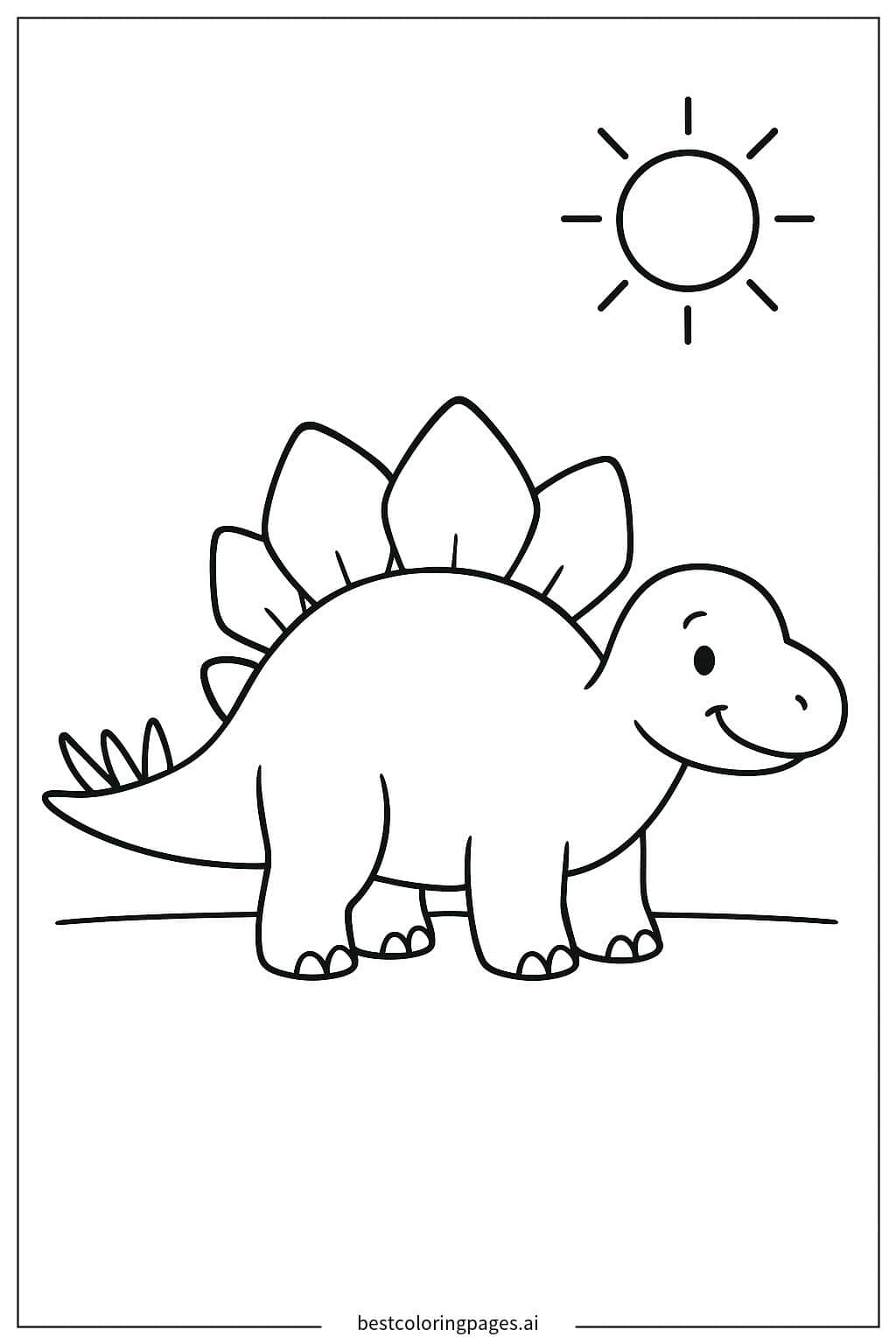 Stegosaurus Relaxing Under the Sun Coloring Page