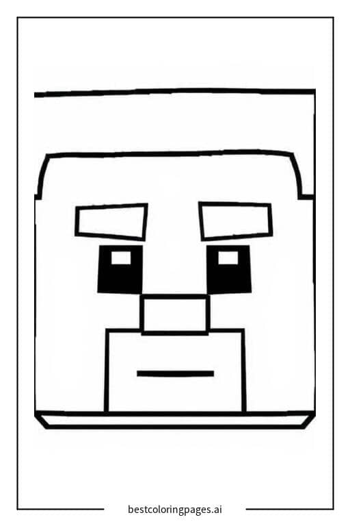Coloriage Visage de Steve dans Minecraft