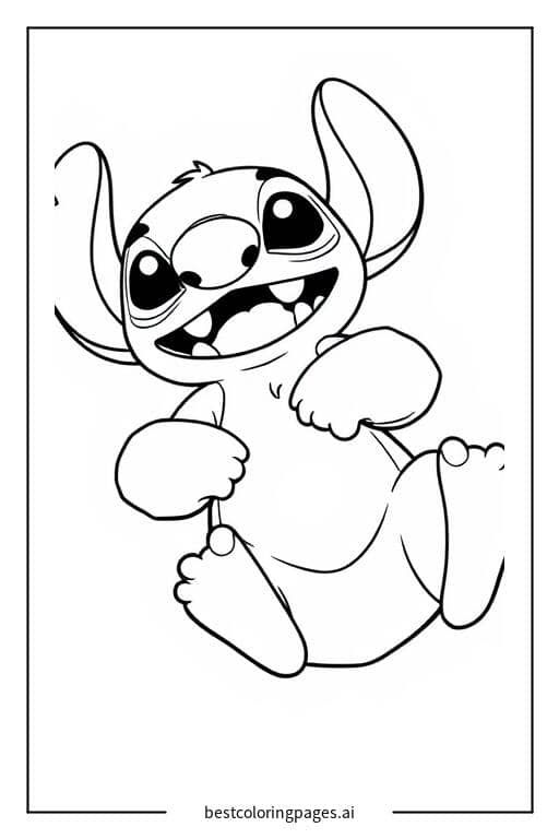 Desenhos de Stitch deitado de costas para Colorir