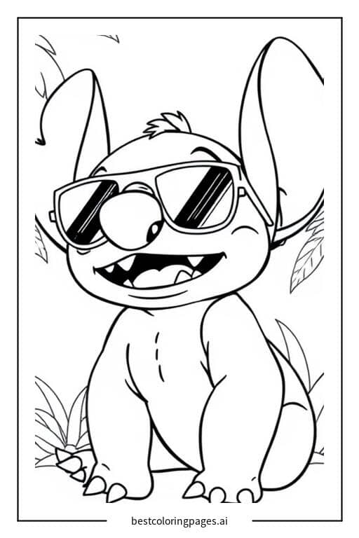 Desenhos de Stitch usando óculos de sol para Colorir