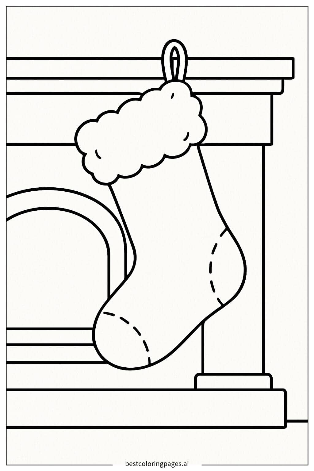 Weihnachtsstrumpf am Kamin Ausmalbilder