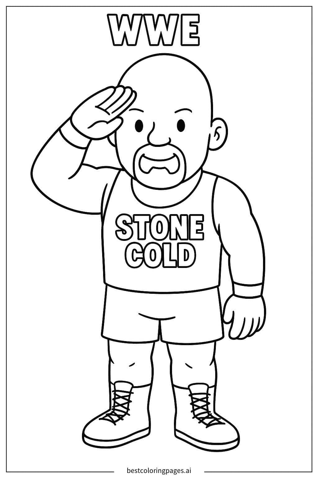 Desenhos de Stone Cold Steve Austin Saudando para Colorir