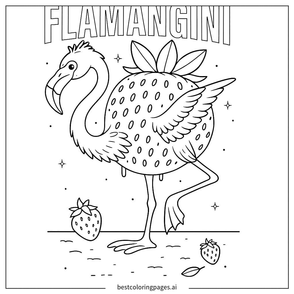Disegni di Disegno di Fenicottero Fragola da Colorare