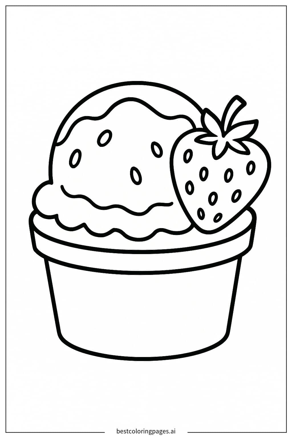 Coloriage Glace à la fraise dans une coupe