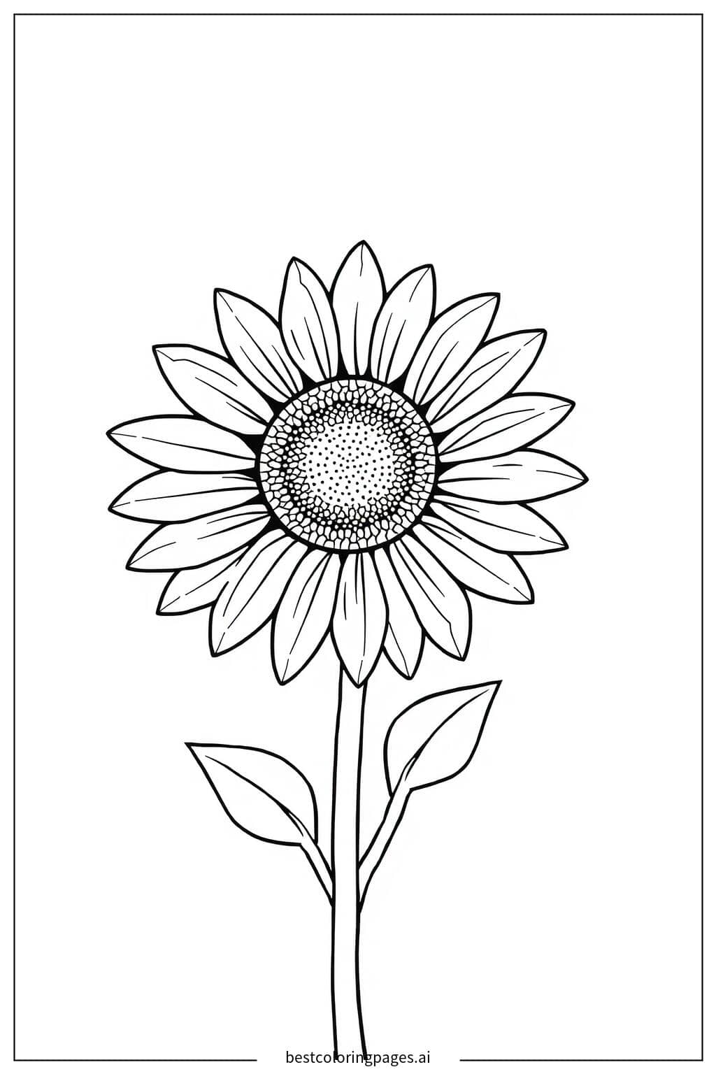 Disegni di Girasole con Stelo Semplice da Colorare