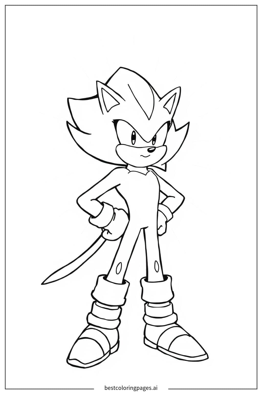 Super Sonic with Glowing Aura Coloring Page