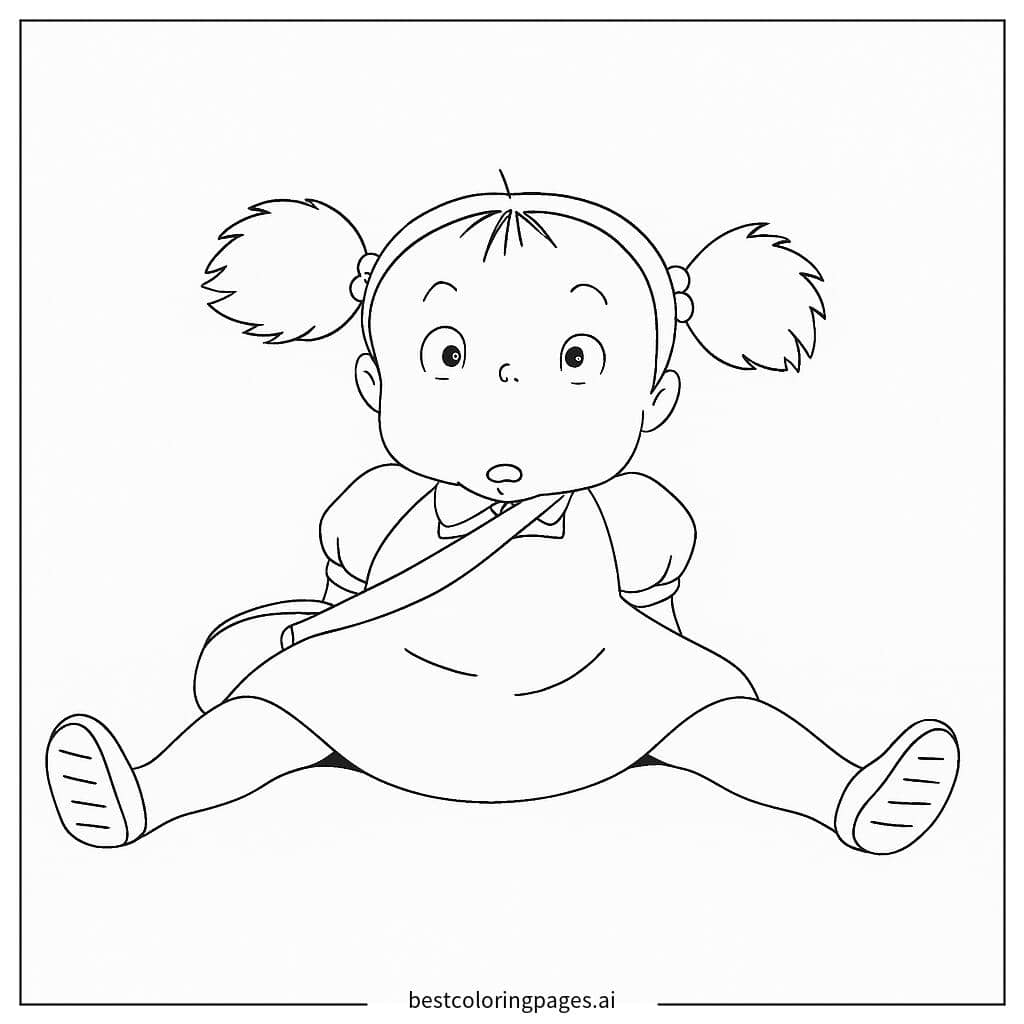 Dibujos de Niña sorprendida de Totoro para Colorear