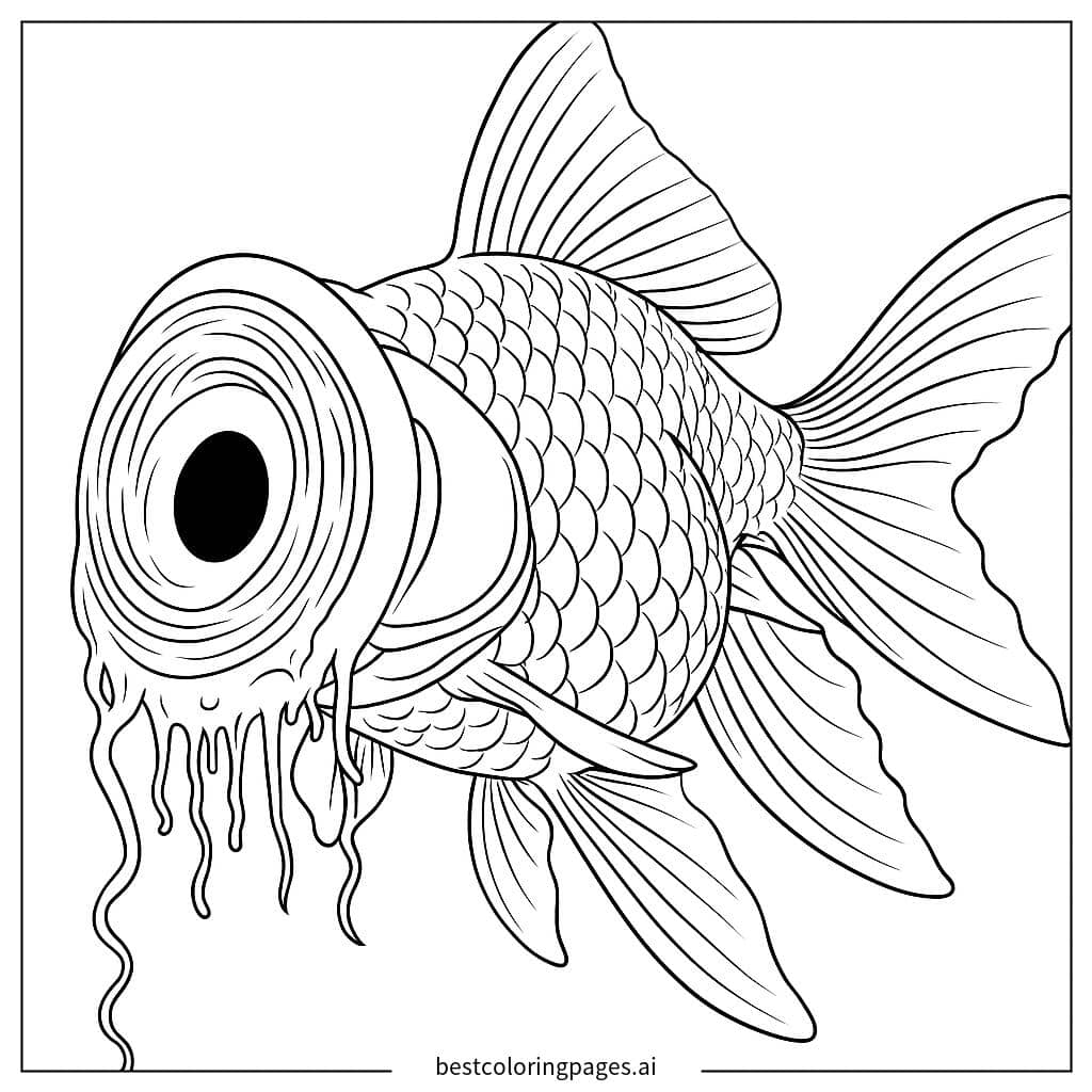 Disegni di Pesce Surreale che si Scioglie da Colorare