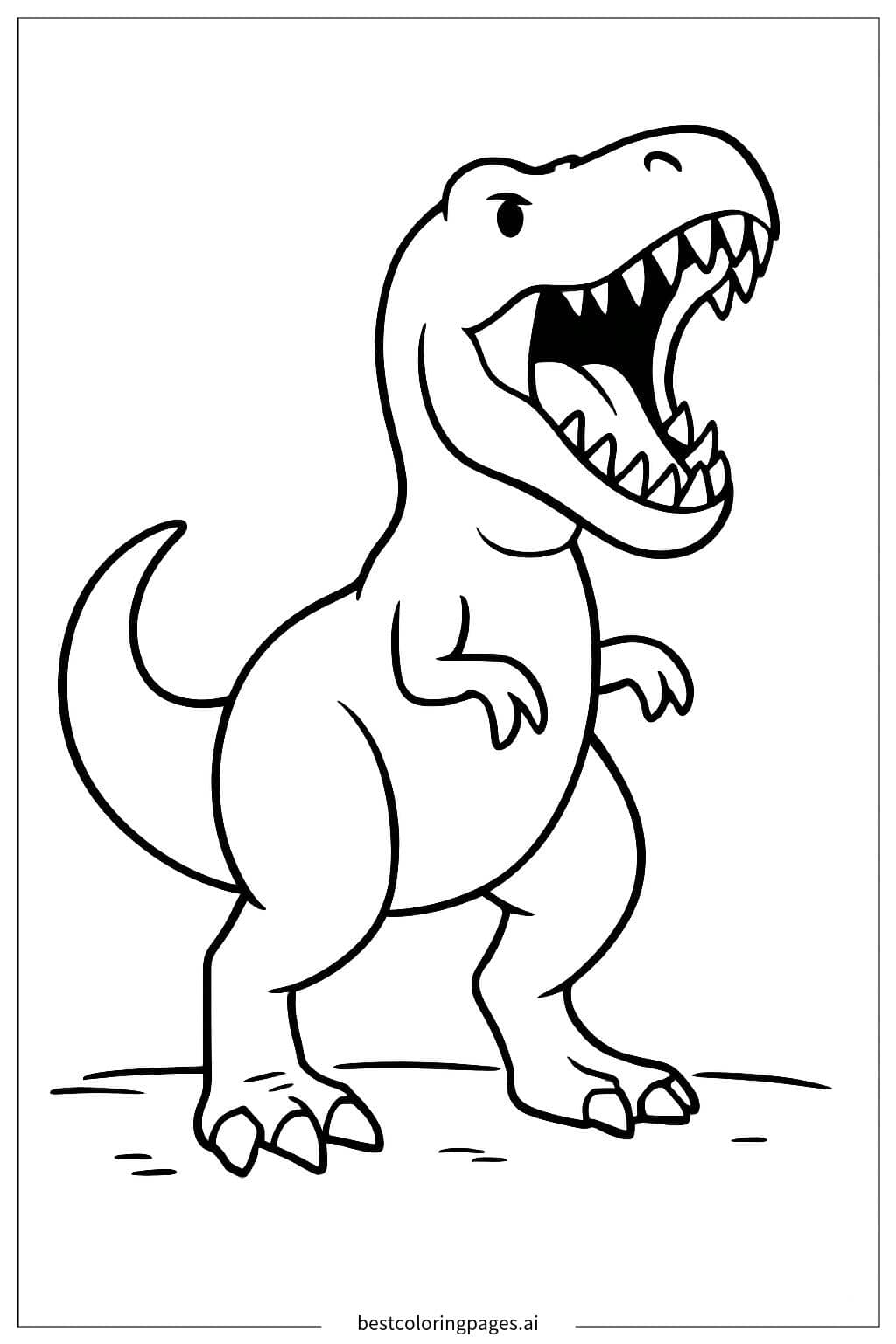 Desenhos de T-Rex rugindo na selva para Colorir