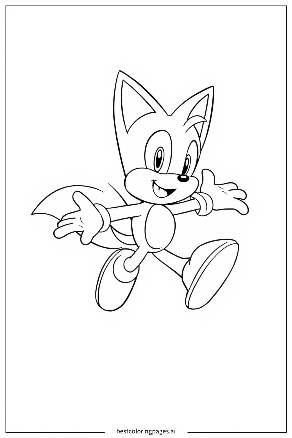 Tails Flying Using His Twin Tails Coloring Page