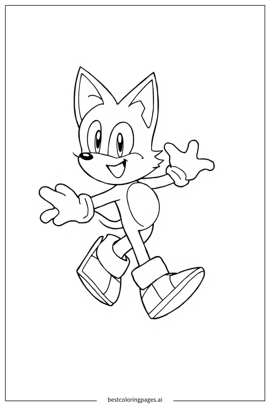 Tails Soaring with His Small Wings Coloring Page