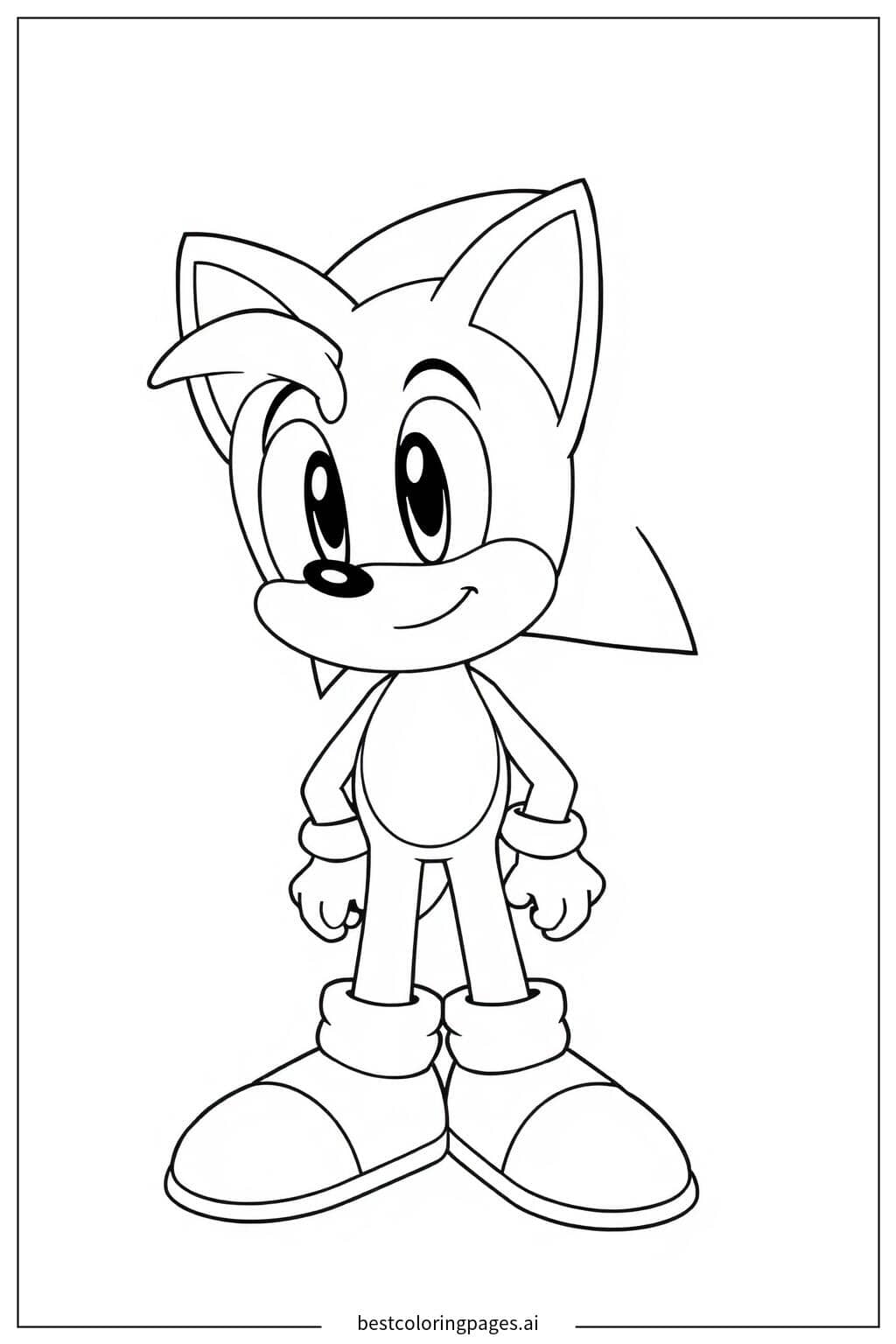 Tails Smiling Brightly Coloring Page