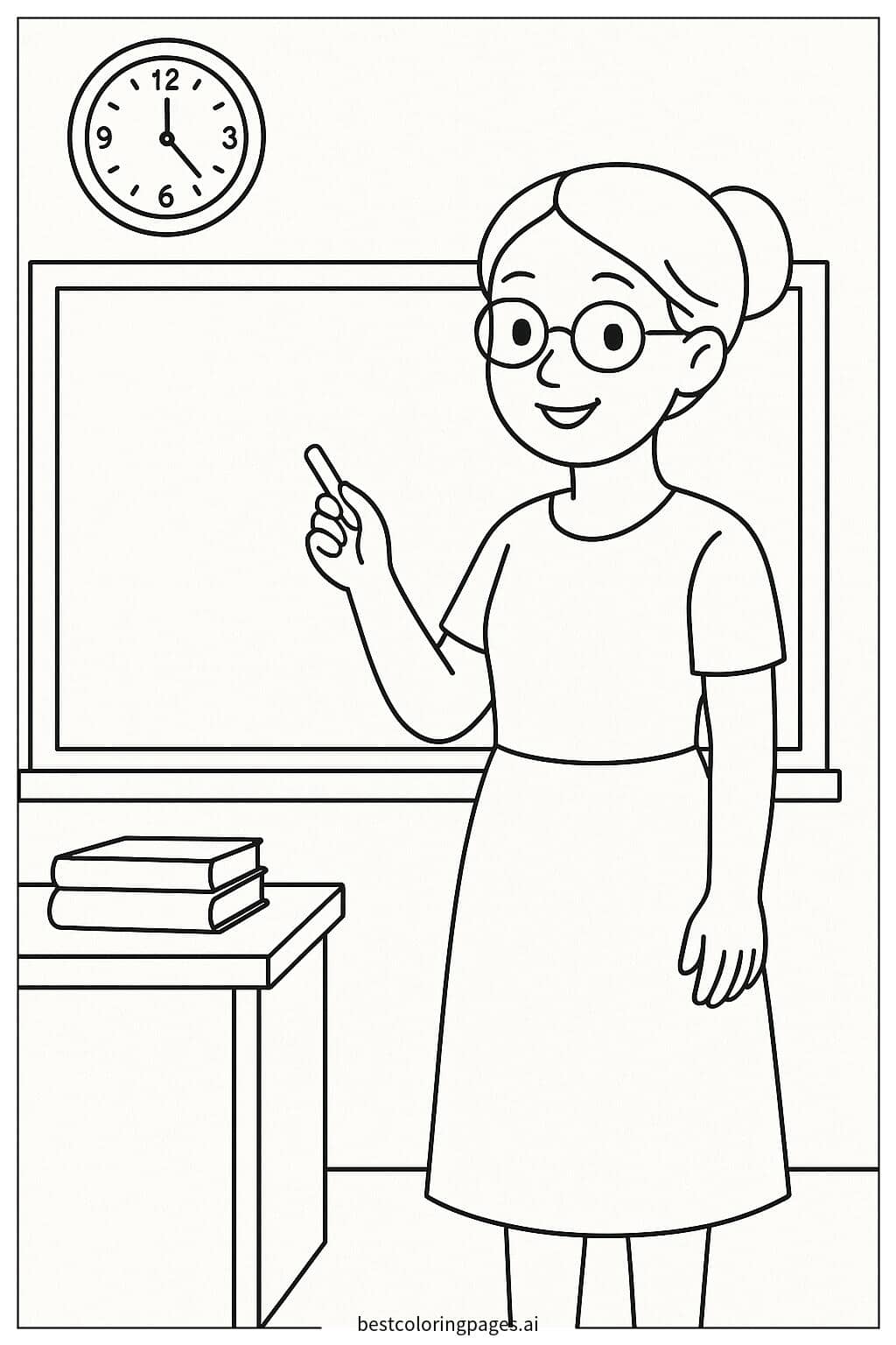 Teacher at the Blackboard Coloring Page