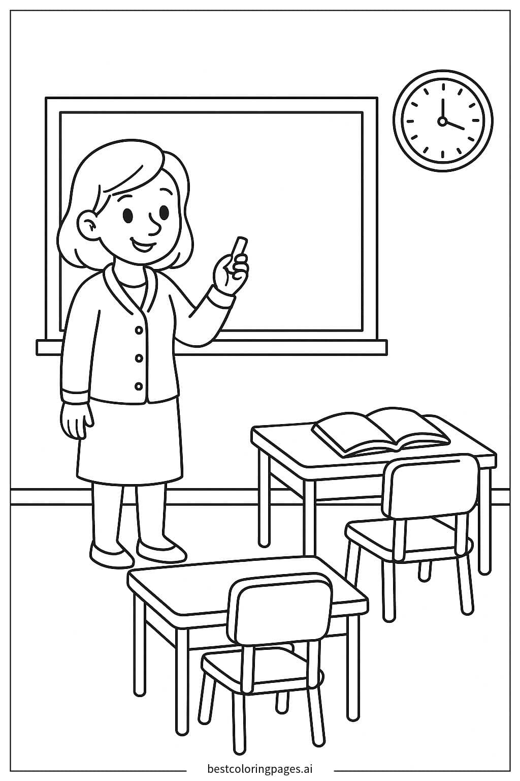 Teacher at the Blackboard Coloring Page