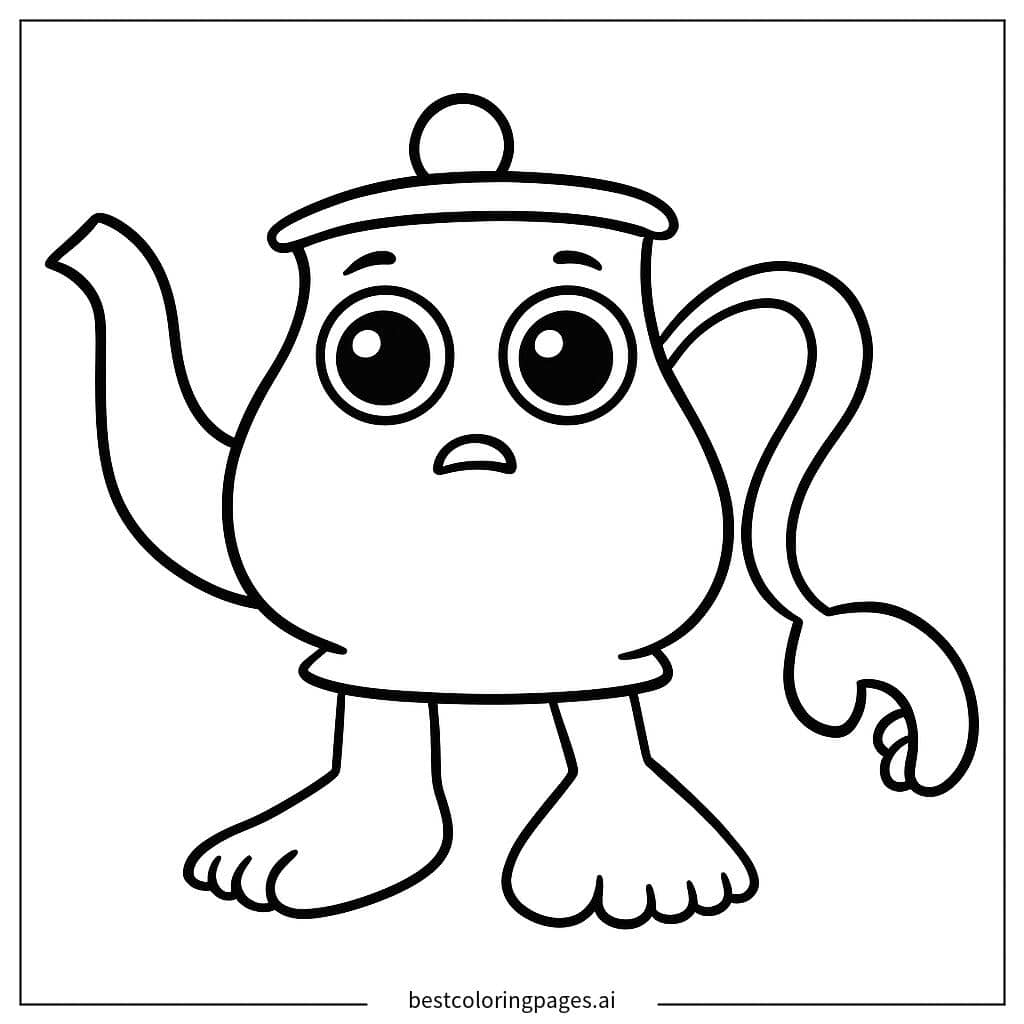 Disegni di Teiera con Piedi da Colorare