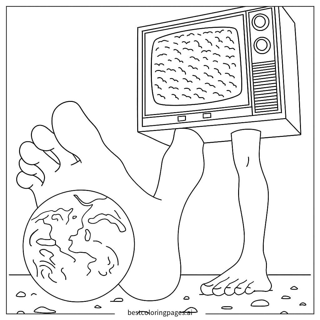 テレビの足音 のぬりえ