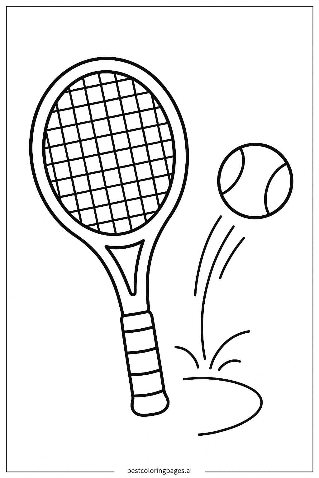 Gambar Mewarnai Raket Tenis dan Bola