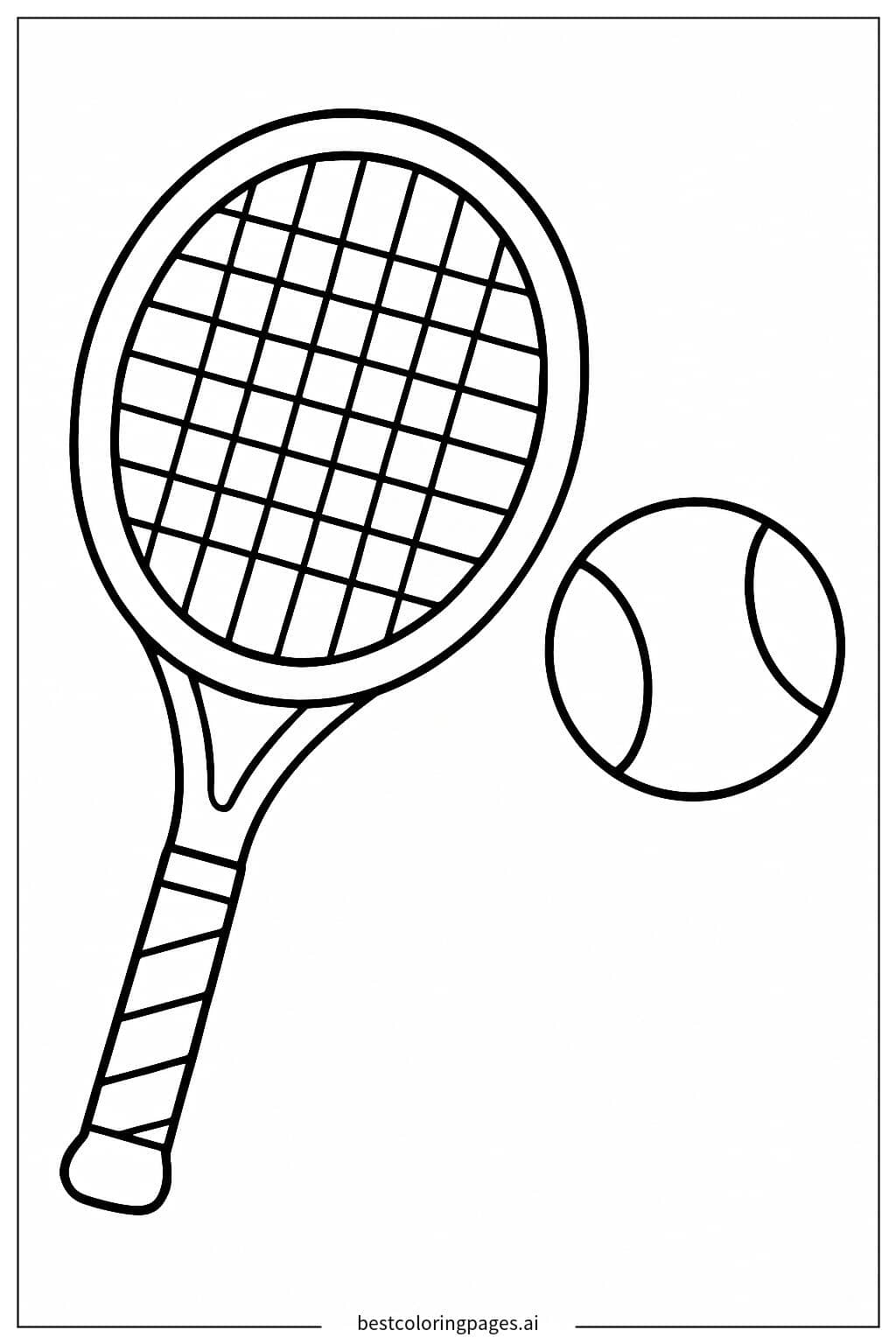Gambar Mewarnai Raket Tenis dengan Bola