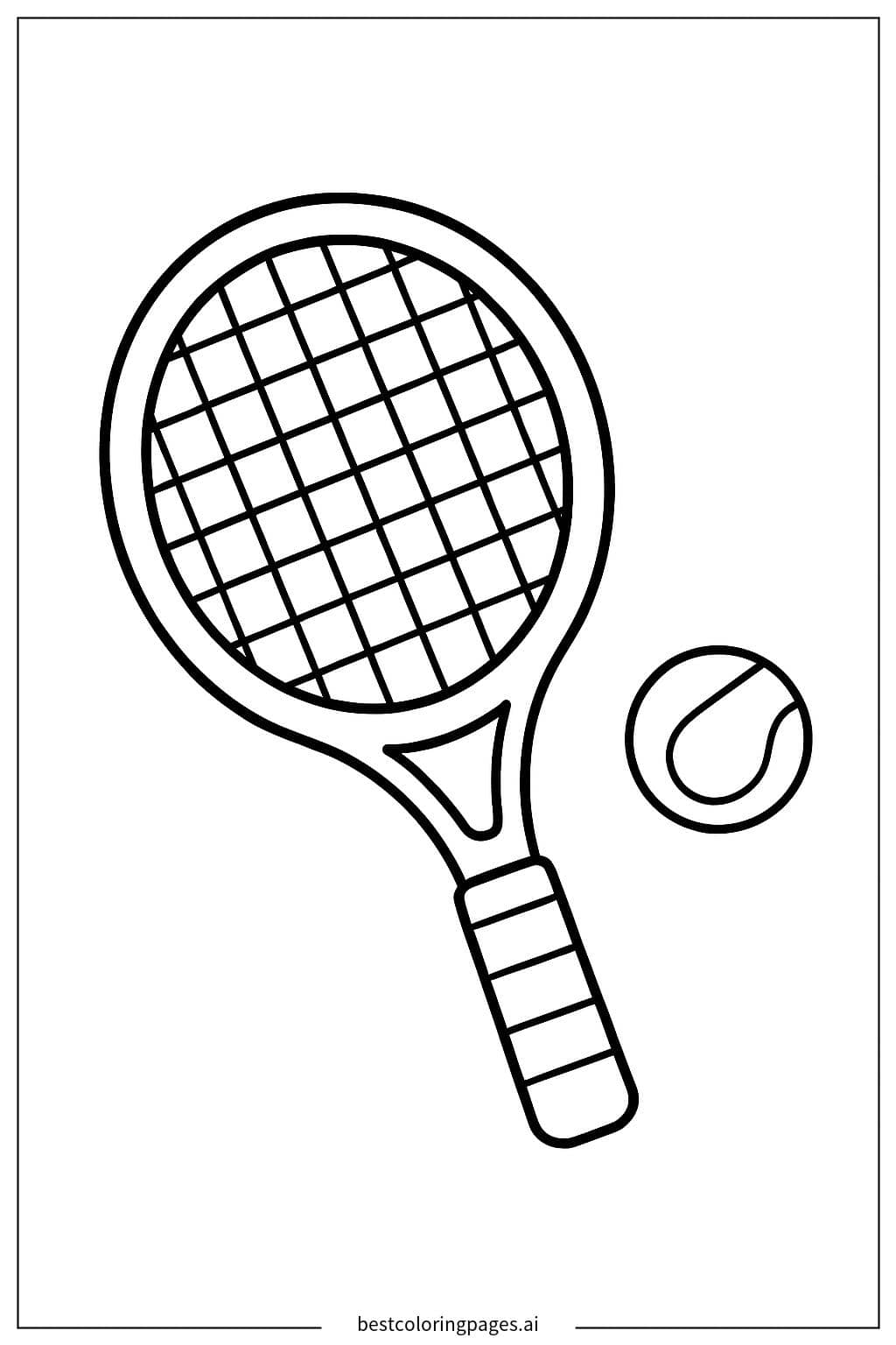 Tennis Racket and Ball Coloring Page