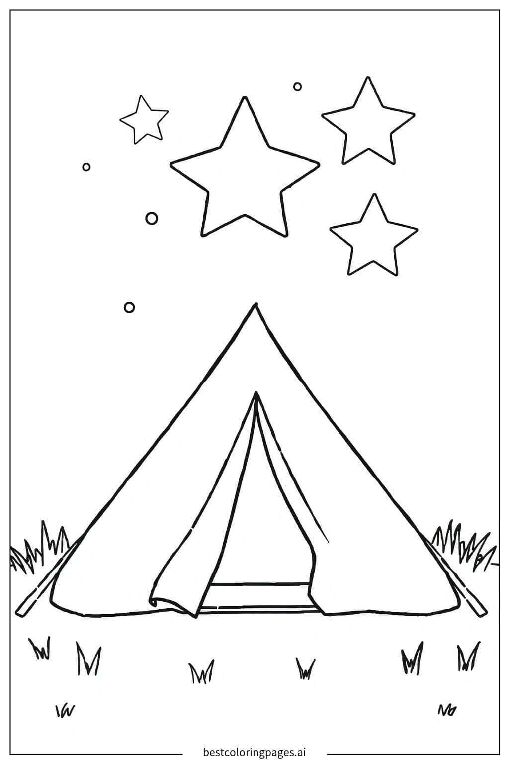 Tent Under the Stars Coloring Page