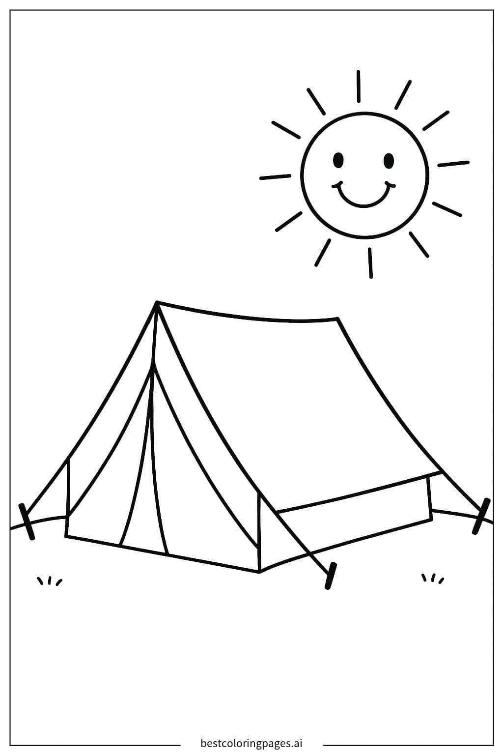 ภาพระบายสี เต็นท์ใต้แสงอาทิตย์