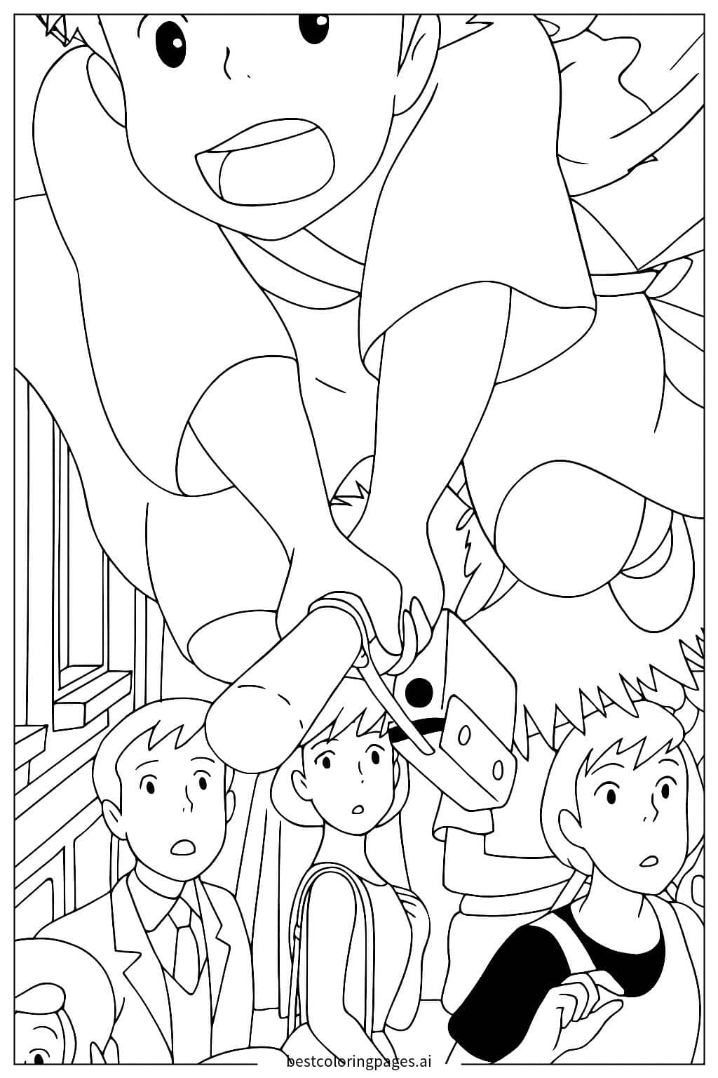 Exciting Jump with Kiki's Delivery Service Coloring Page