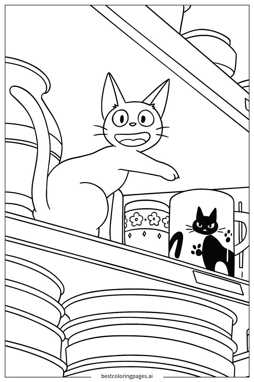The Curious Cat: A Fun Coloring Adventure Coloring Page