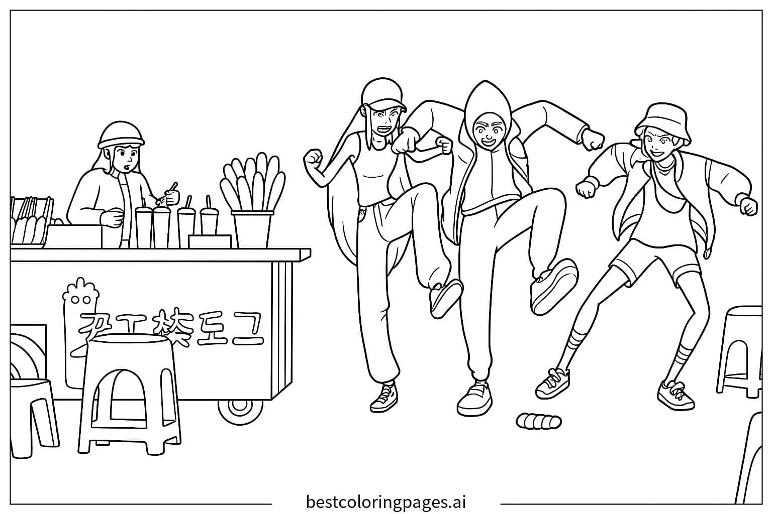 Dibujos de Las chicas están bailando para Colorear