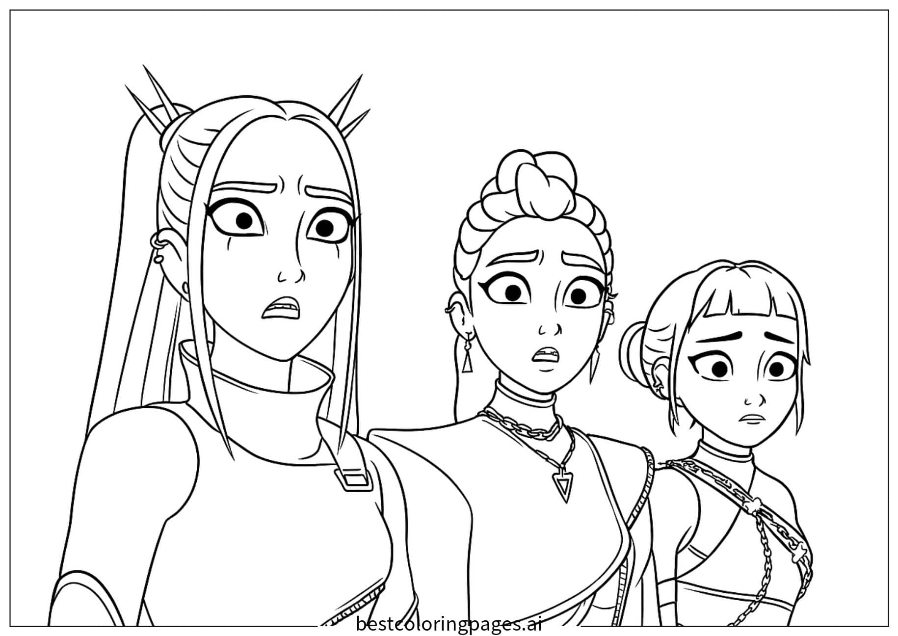 Dibujos de Las chicas están preocupadas. para Colorear
