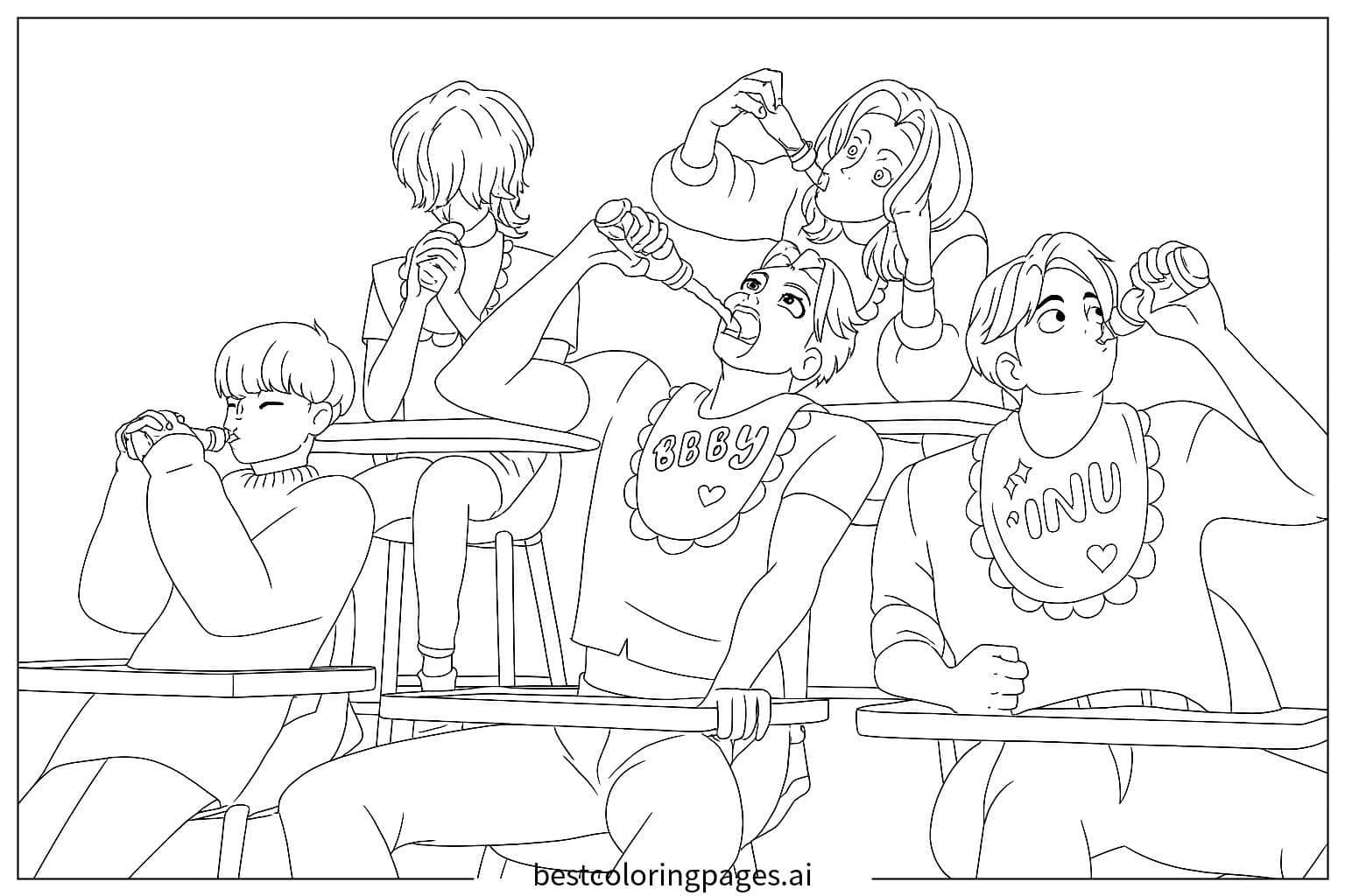 Dibujos de El grupo está bebiendo para Colorear