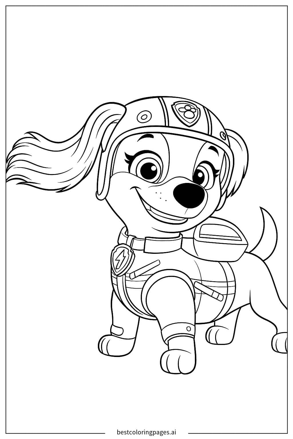 Coloriage Le chiot en action