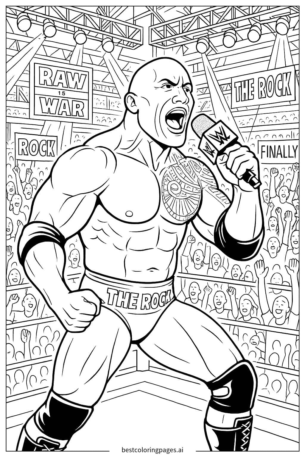 Desenhos de The Rock fazendo discurso no palco para Colorir