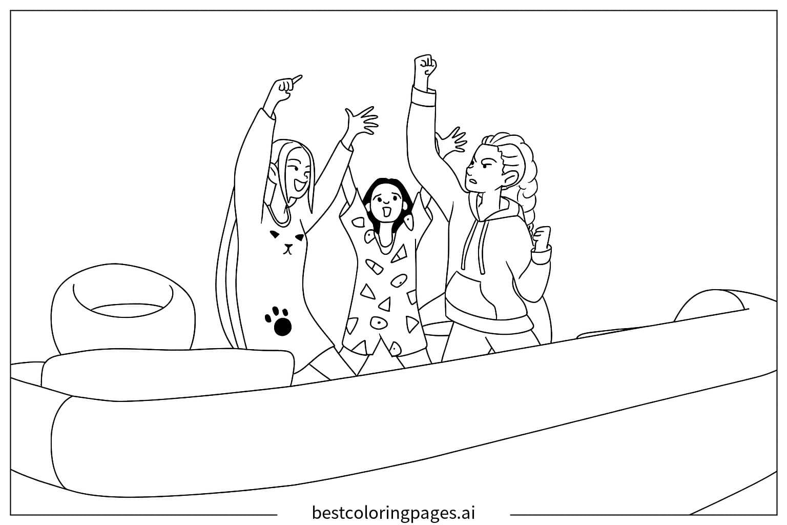 Dibujos de Los tres amigos celebrando para Colorear