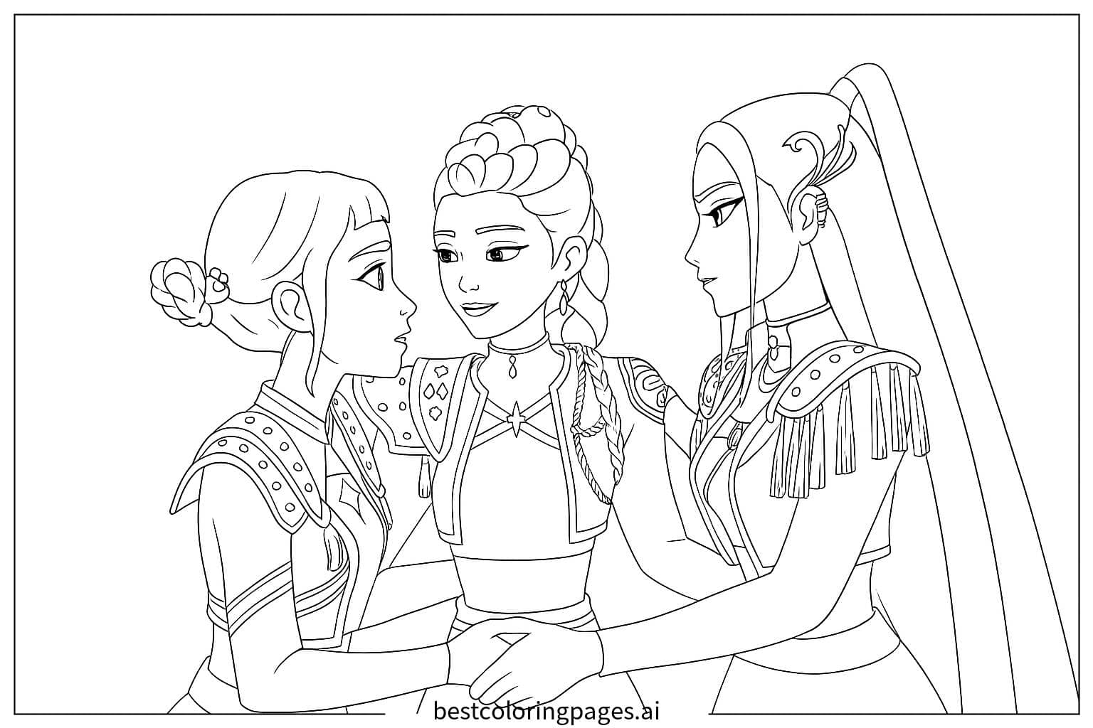 Dibujos de La unión de las tres chicas para Colorear